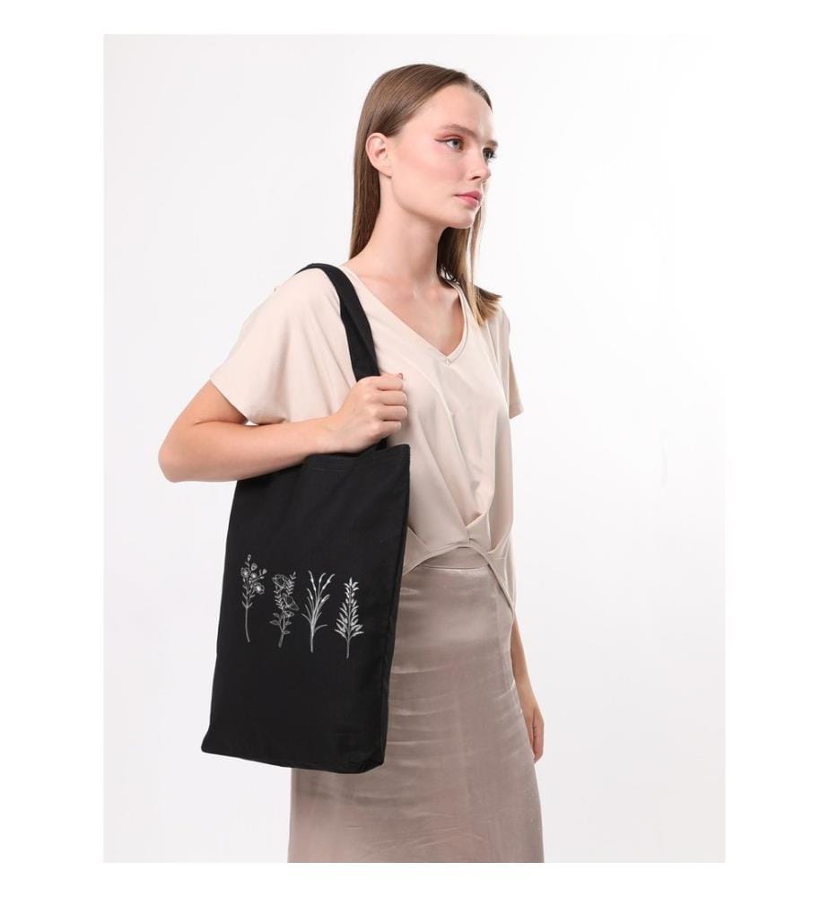 Sac cabas, 100 % coton, noir