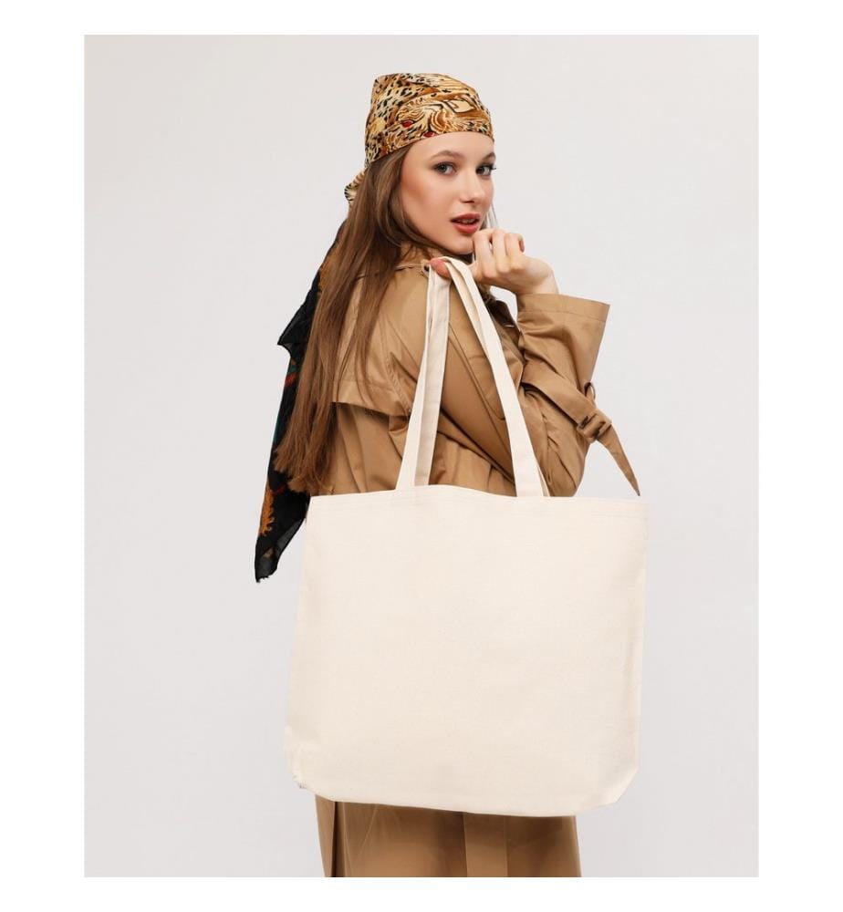 Sac cabas, 100 % coton, crème
