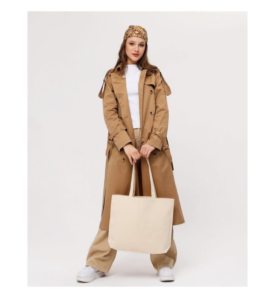 Sac cabas, 100 % coton, crème