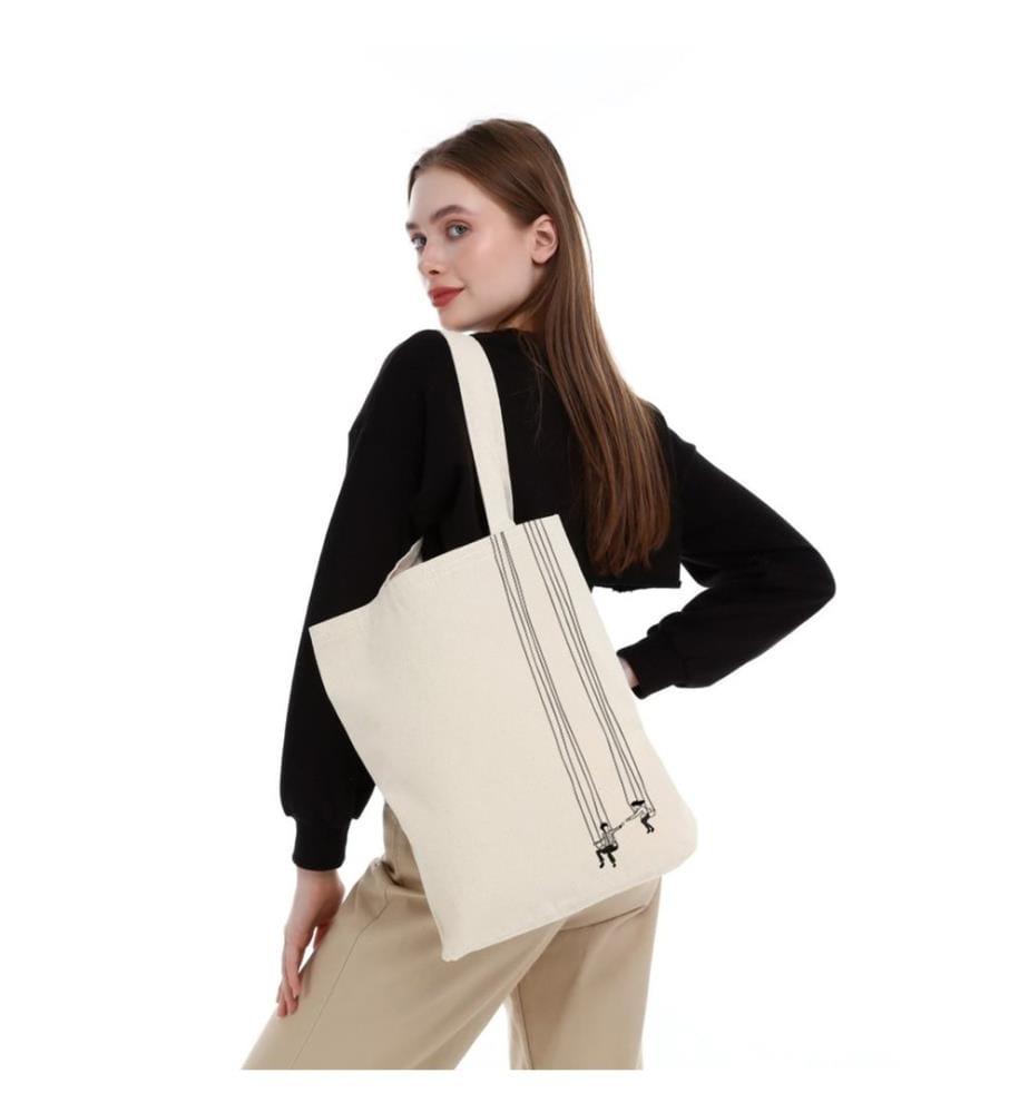 Sac cabas, 100 % coton, crème