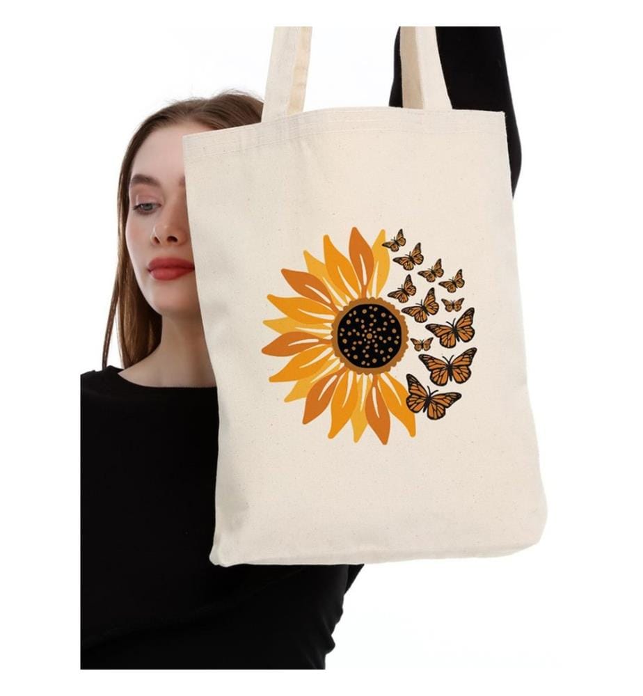 Sac cabas, 100 % coton, crème