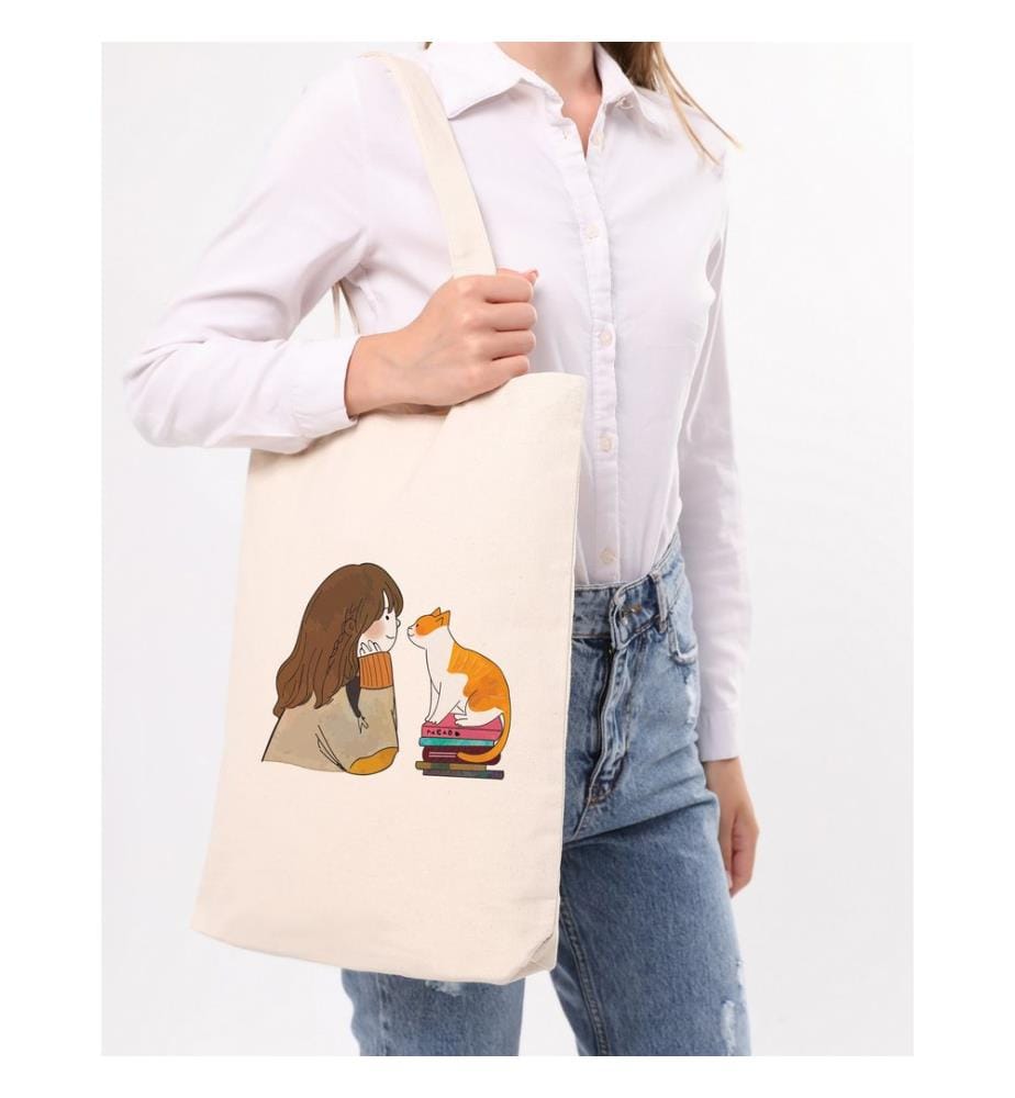 Tragetasche, 100 % Baumwolle, Creme
