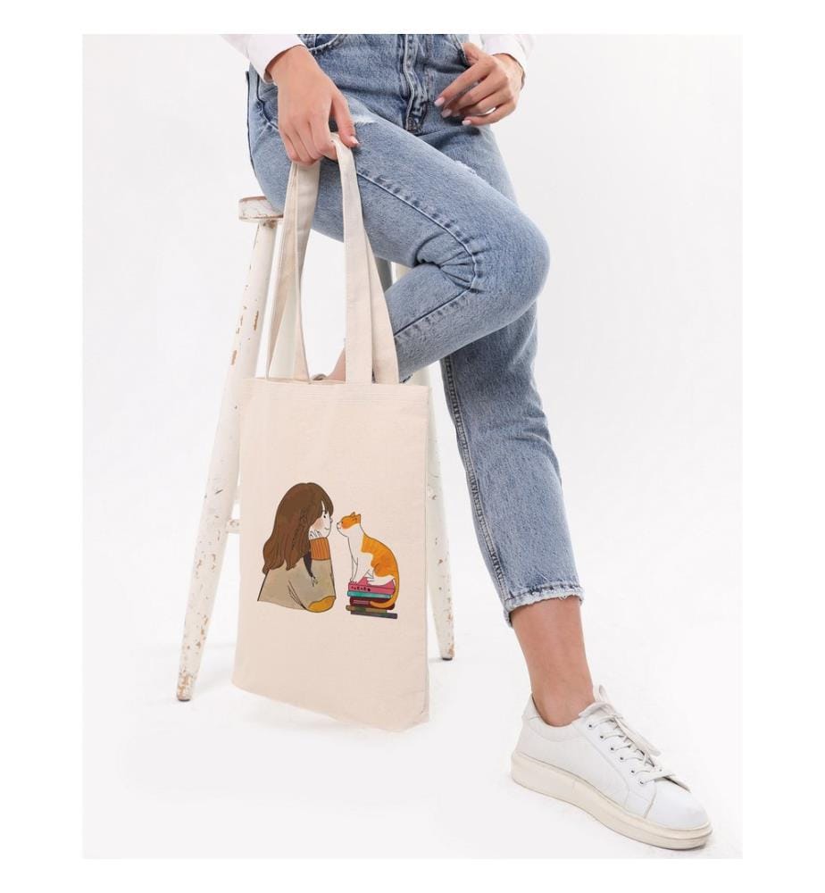 Tragetasche, 100 % Baumwolle, Creme