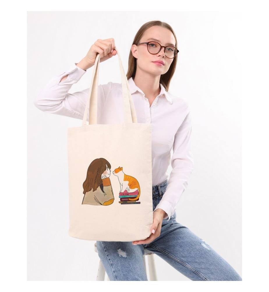 Tragetasche, 100 % Baumwolle, Creme