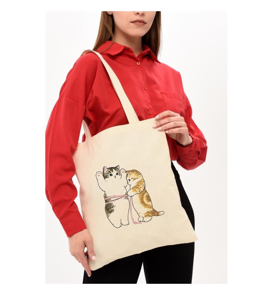Sac cabas, 100 % coton mélangé polyester, crème