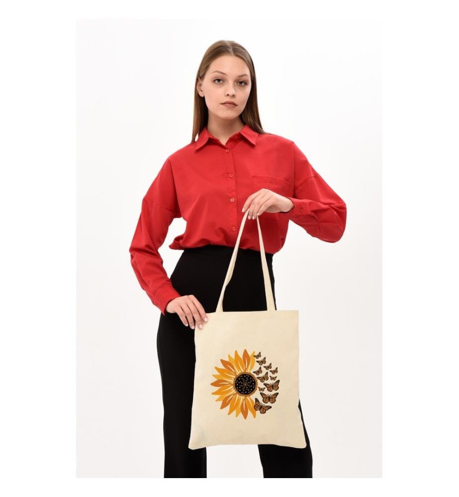 Sac cabas, 100 % coton mélangé polyester, crème
