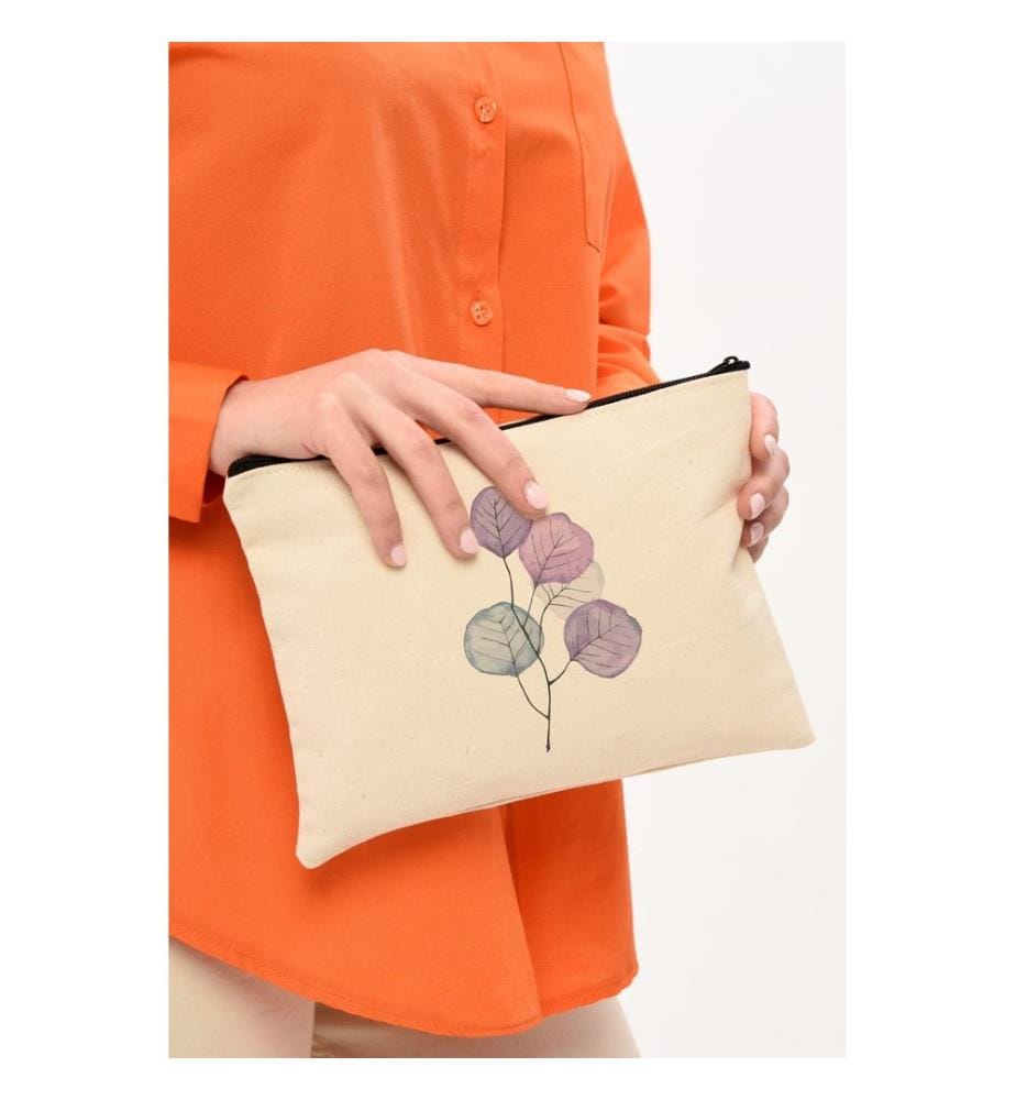 Kosmetiktasche, 100 % Baumwolle, Creme
