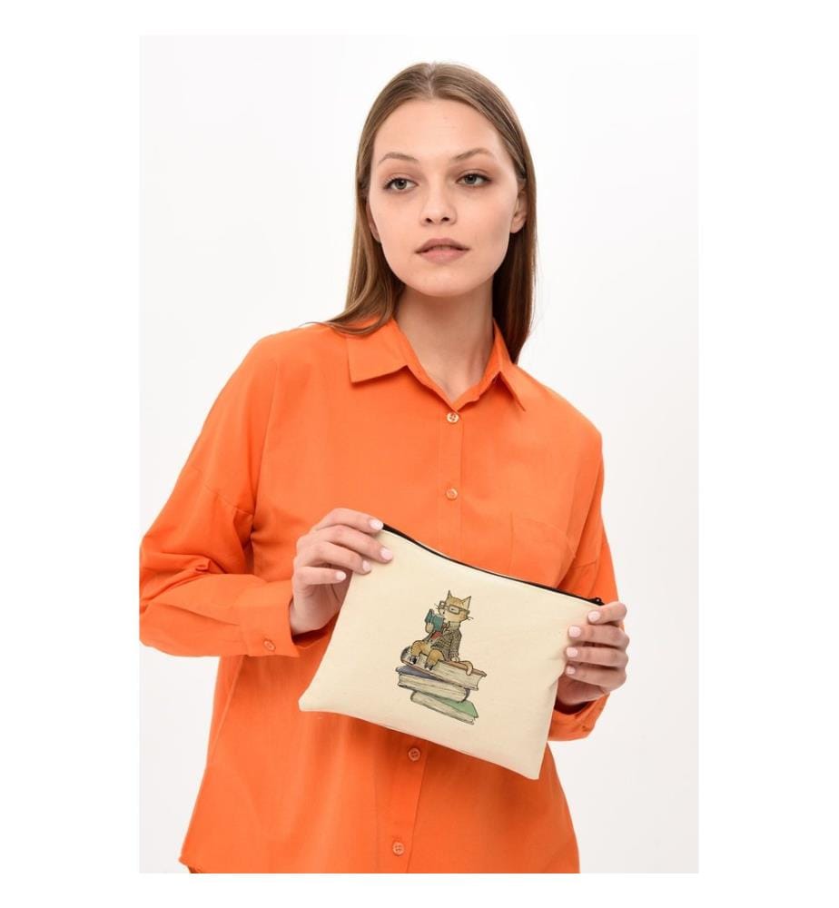 Kosmetiktasche, 100 % Baumwolle, Creme