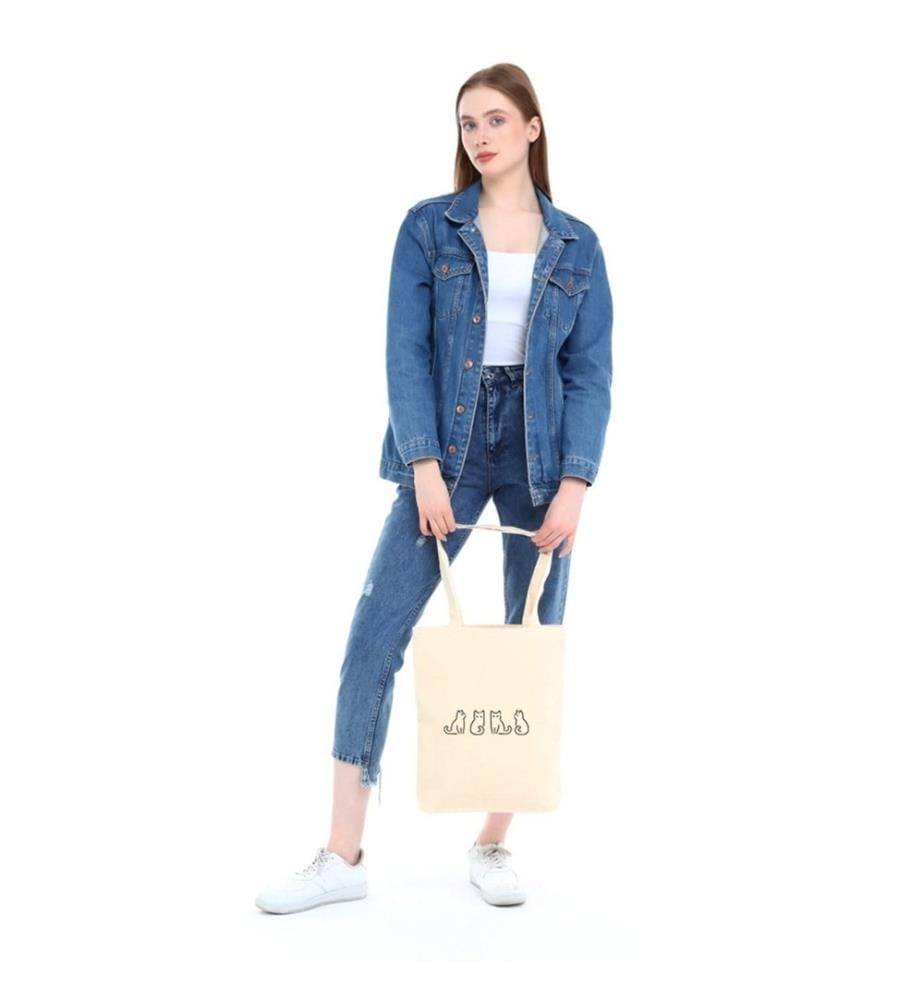 Tragetasche, 100 % Baumwolle, Creme