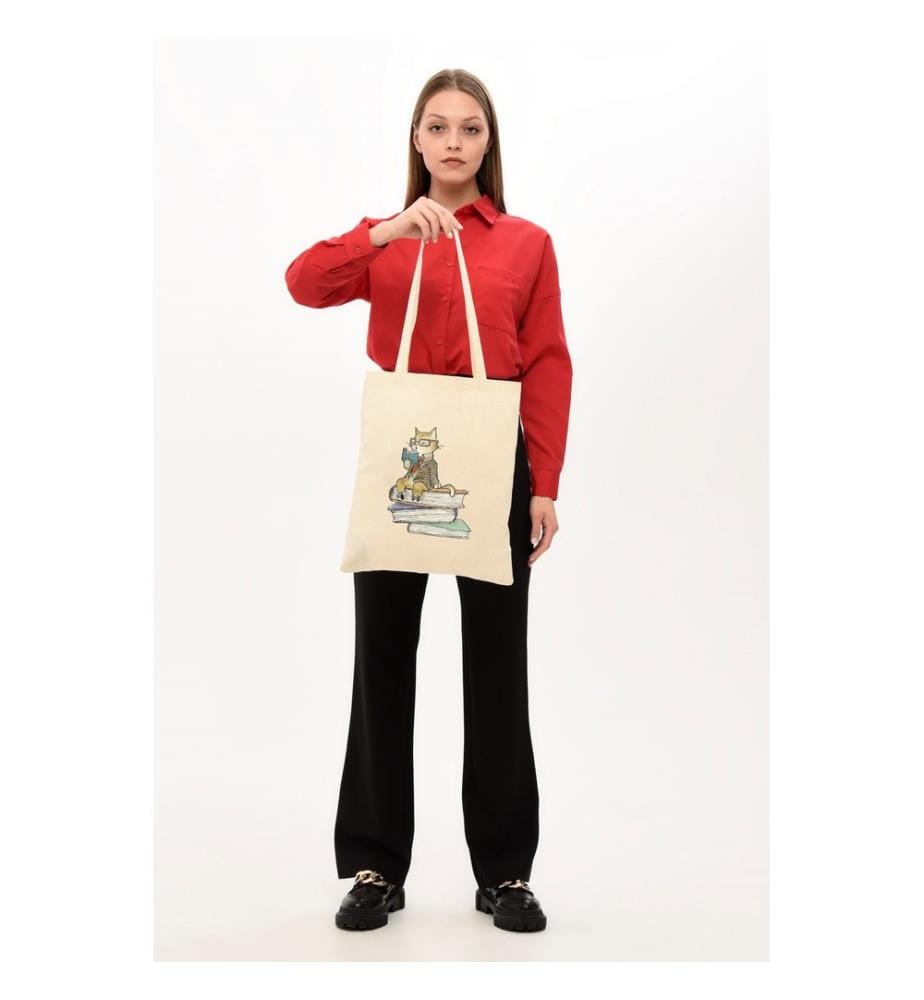 Sac cabas, 100 % coton mélangé polyester, crème