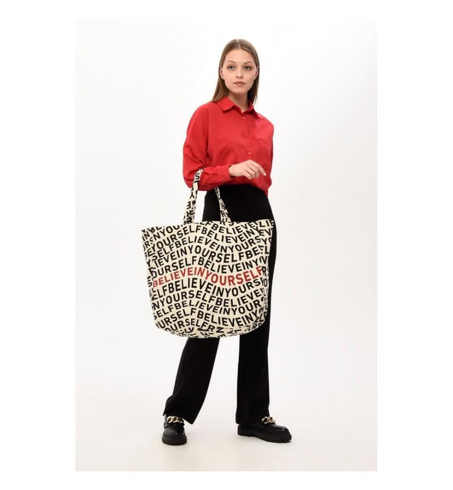 Tragetasche, 100 % Baumwolle, Creme