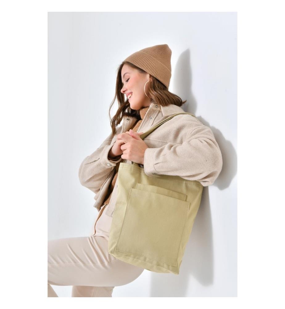 Tragetasche, 100 % Gabardine, Beige
