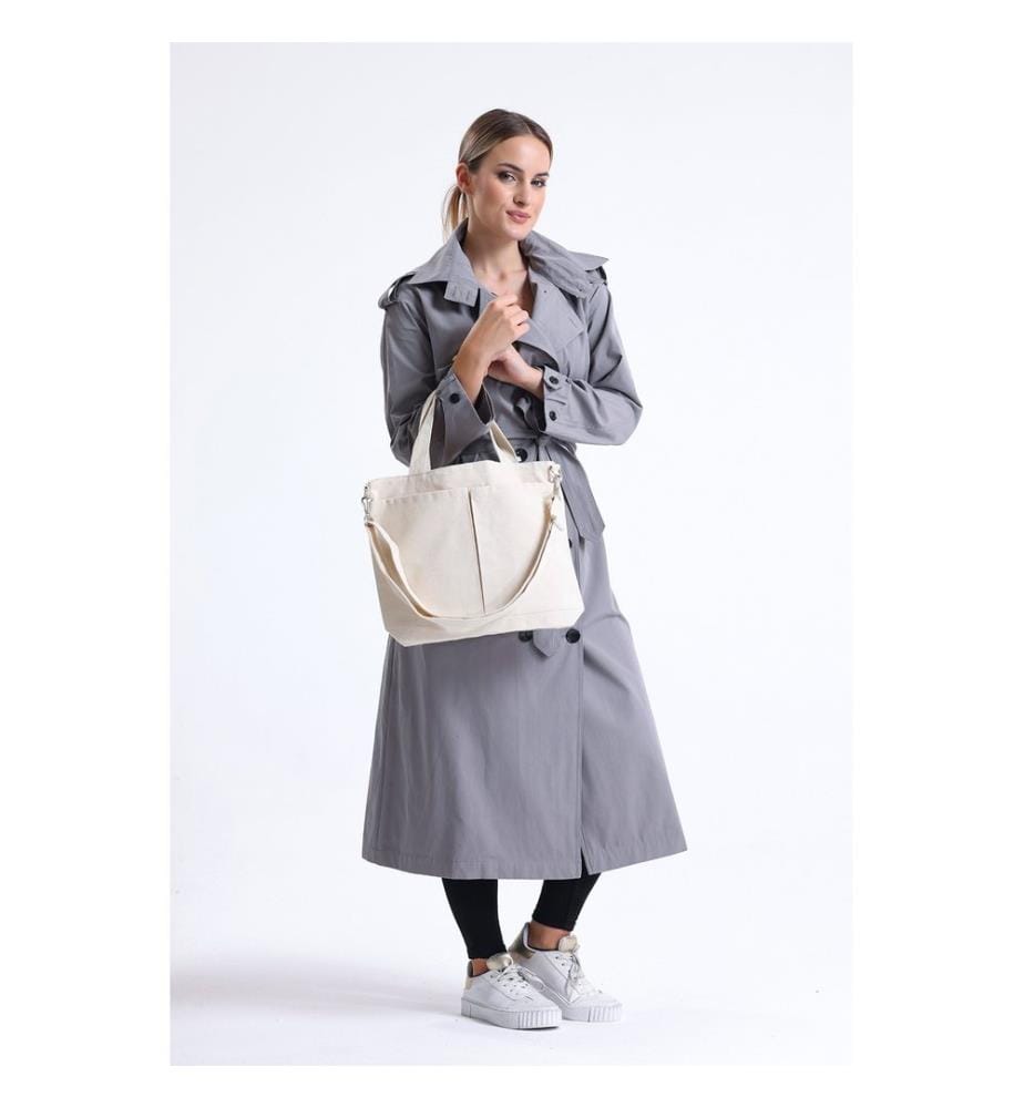 Tragetasche, 100 % Canvas-Stoff, Creme