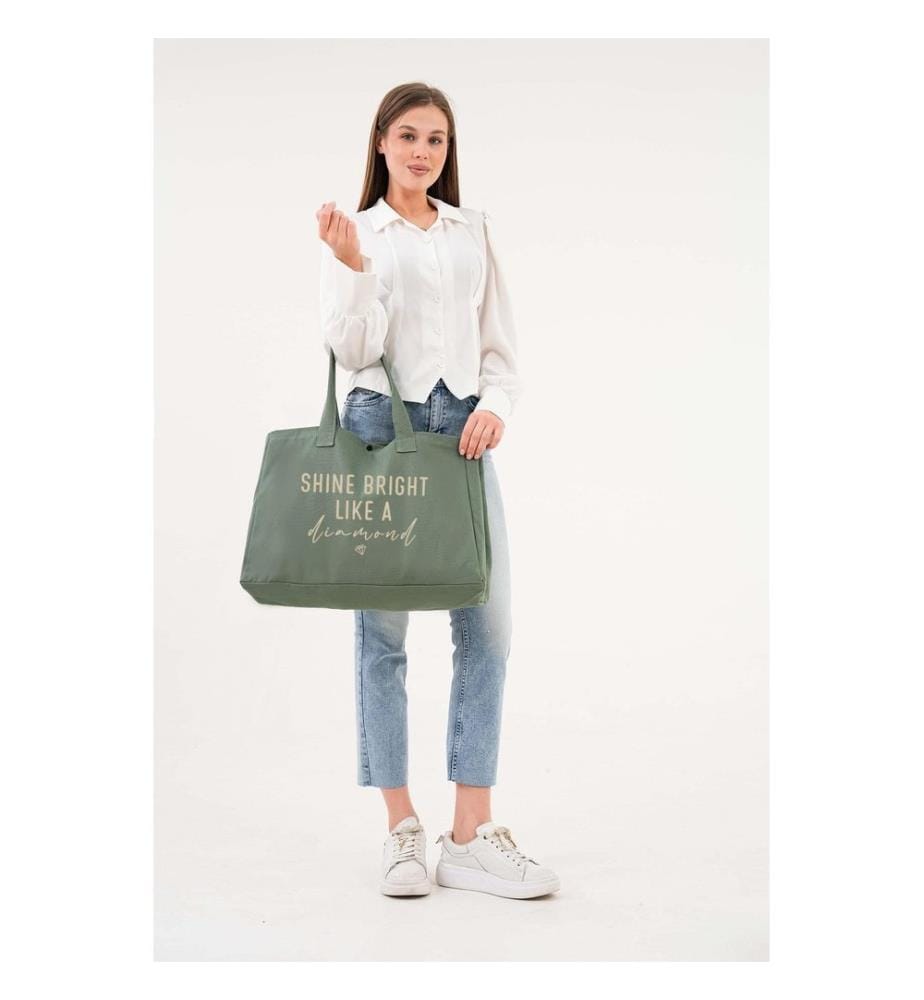 Sac fourre-tout, 100 % toile, vert