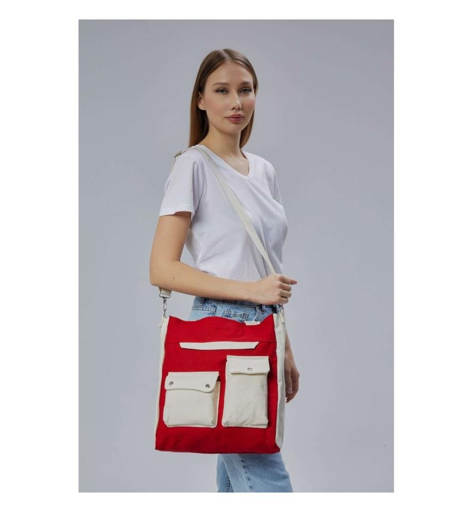 Sac fourre-tout, 100 % toile, rouge