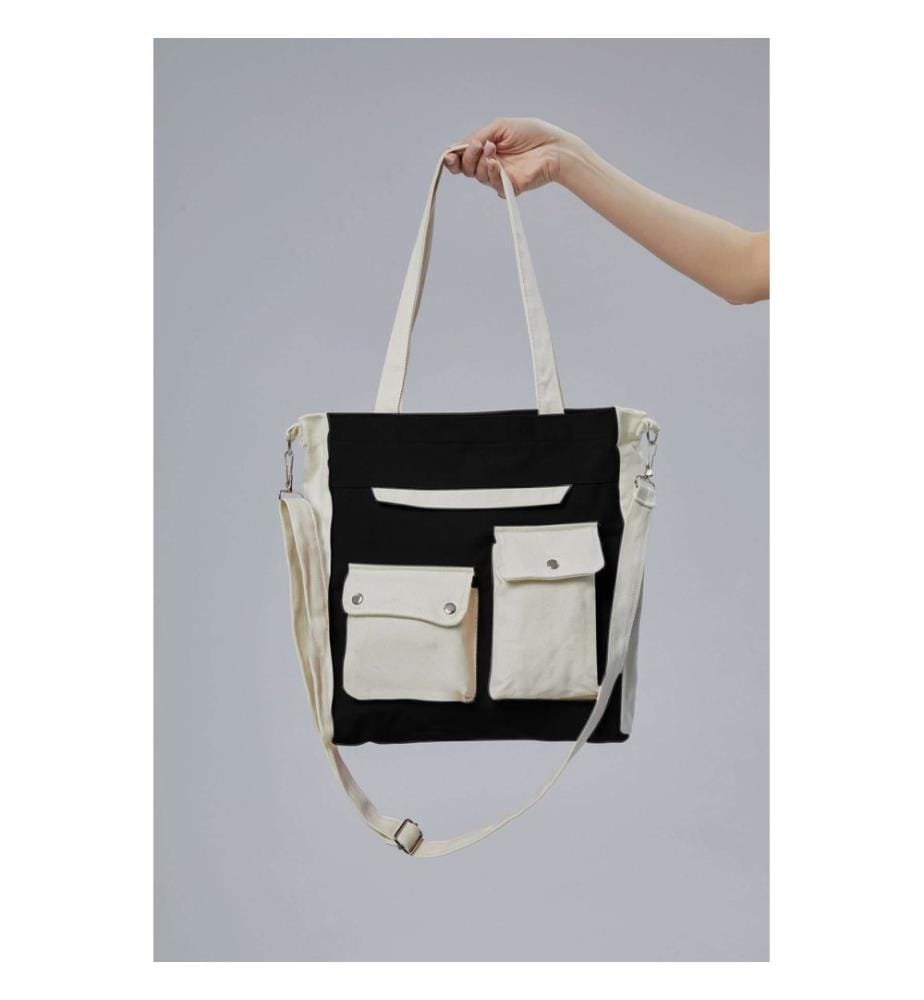 Tragetasche, 100 % Canvas-Gewebe, Schwarz