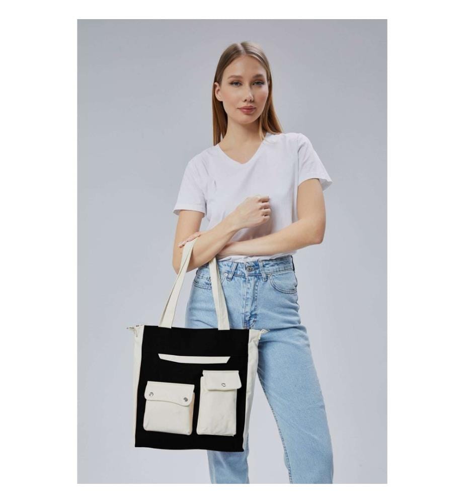 Tragetasche, 100 % Canvas-Gewebe, Schwarz