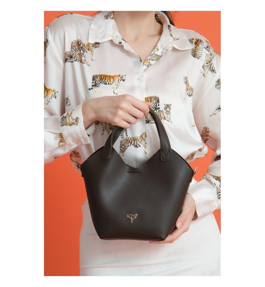 Schultertasche, 100 % PU-Leder, Braun