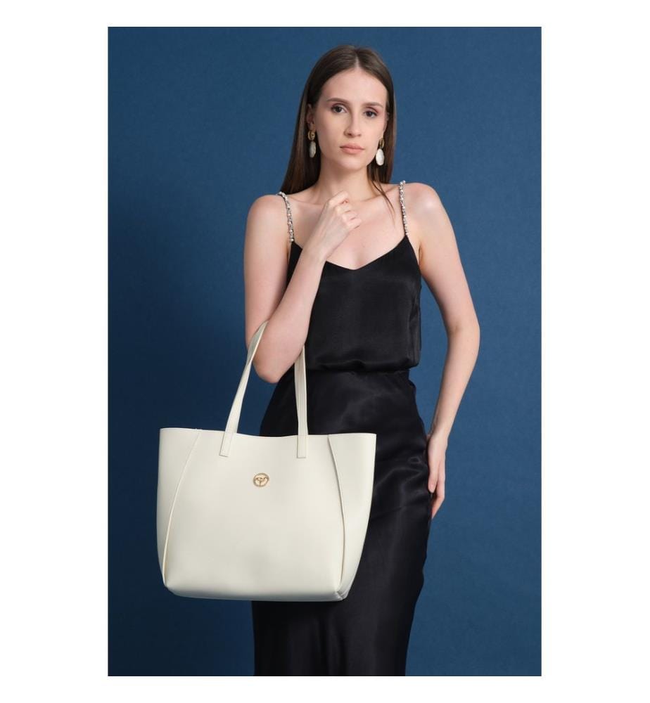 Sac bandoulière, 100 % cuir PU, beige