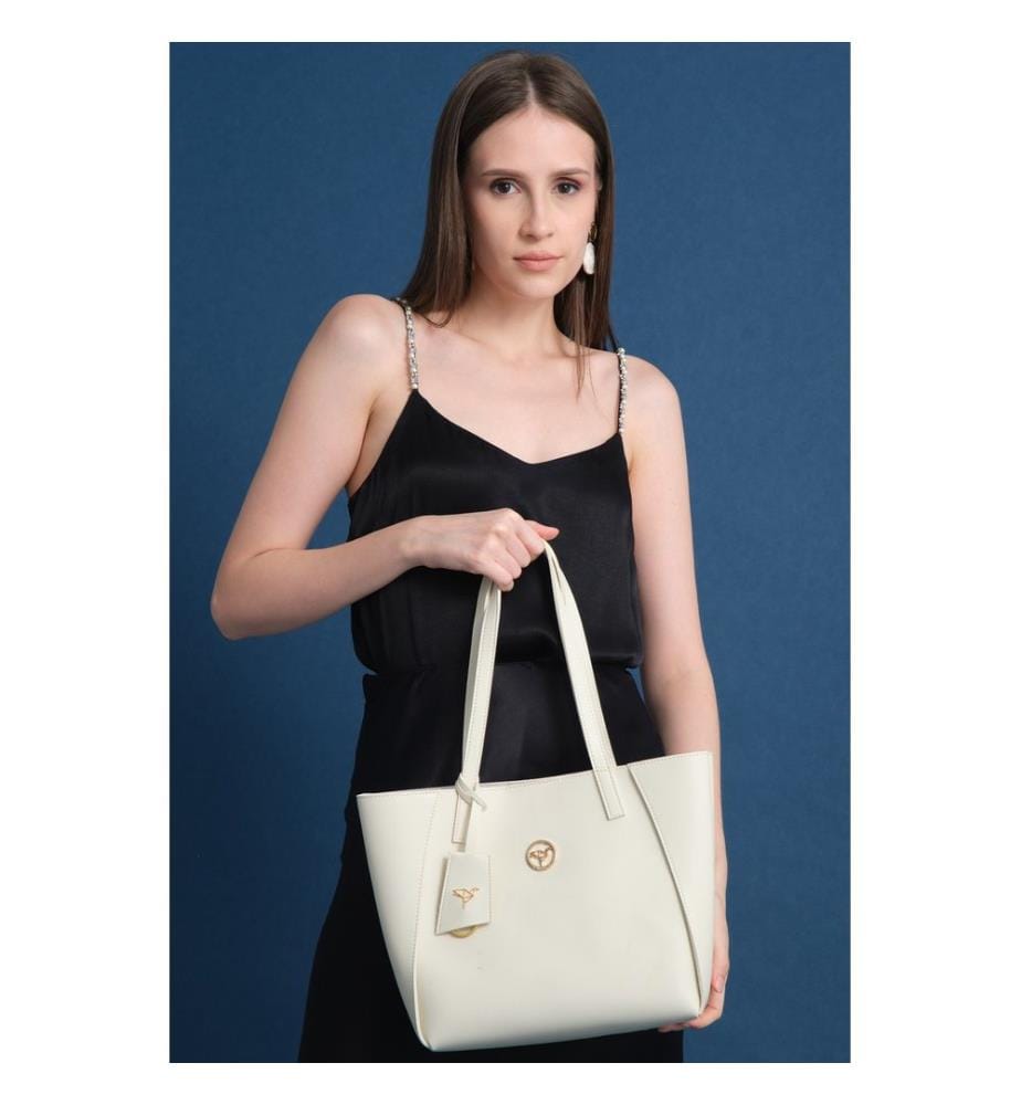 Sac bandoulière, 100 % cuir PU, beige