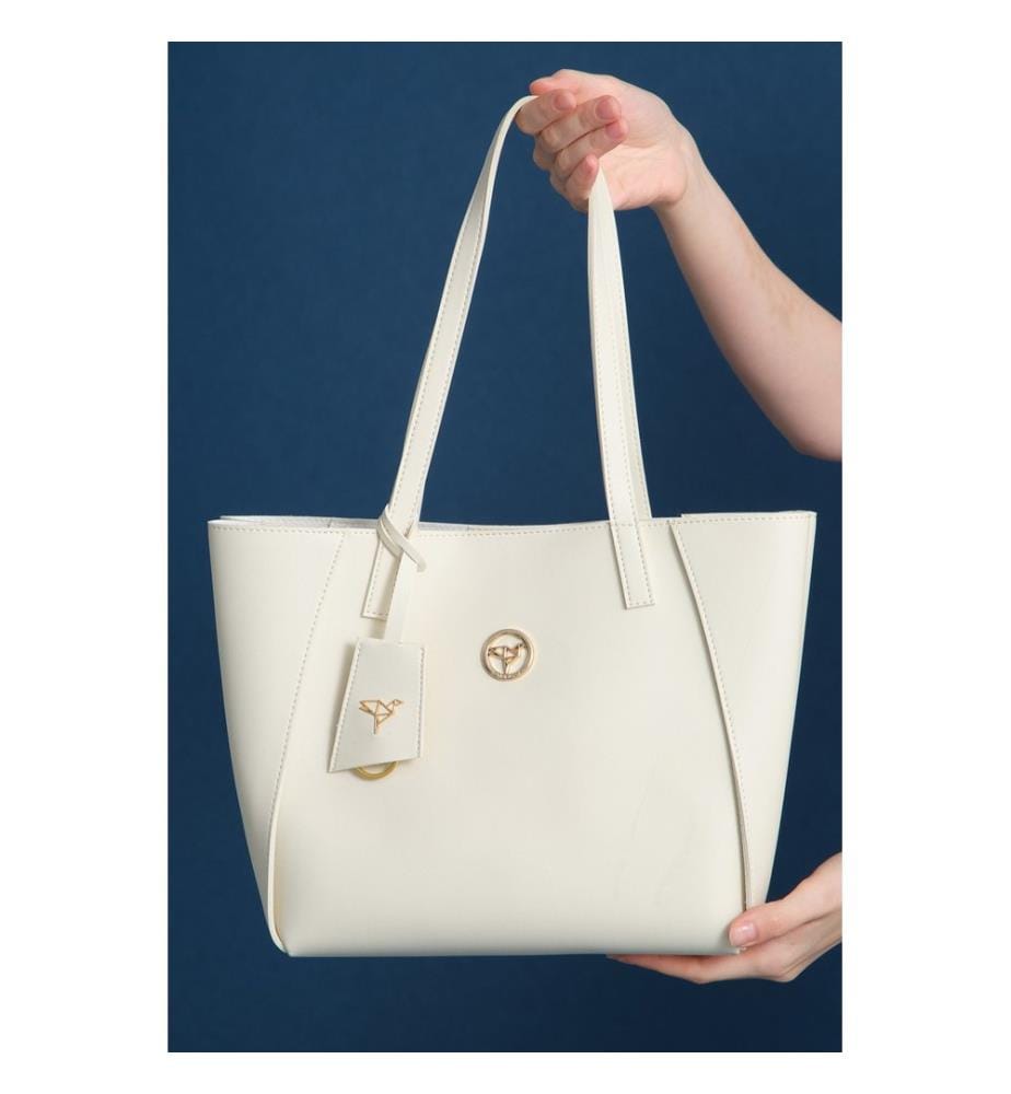 Sac bandoulière, 100 % cuir PU, beige