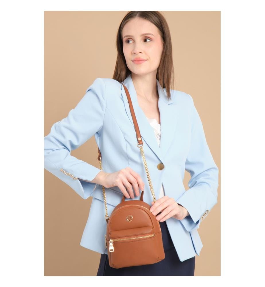 Schultertasche, 100 % PU-Leder, Hellbraun