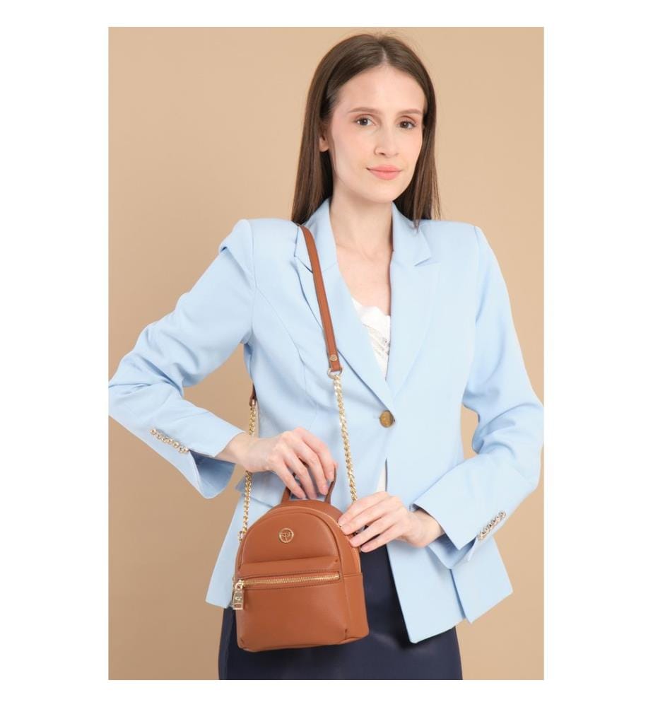 Schultertasche, 100 % PU-Leder, Hellbraun