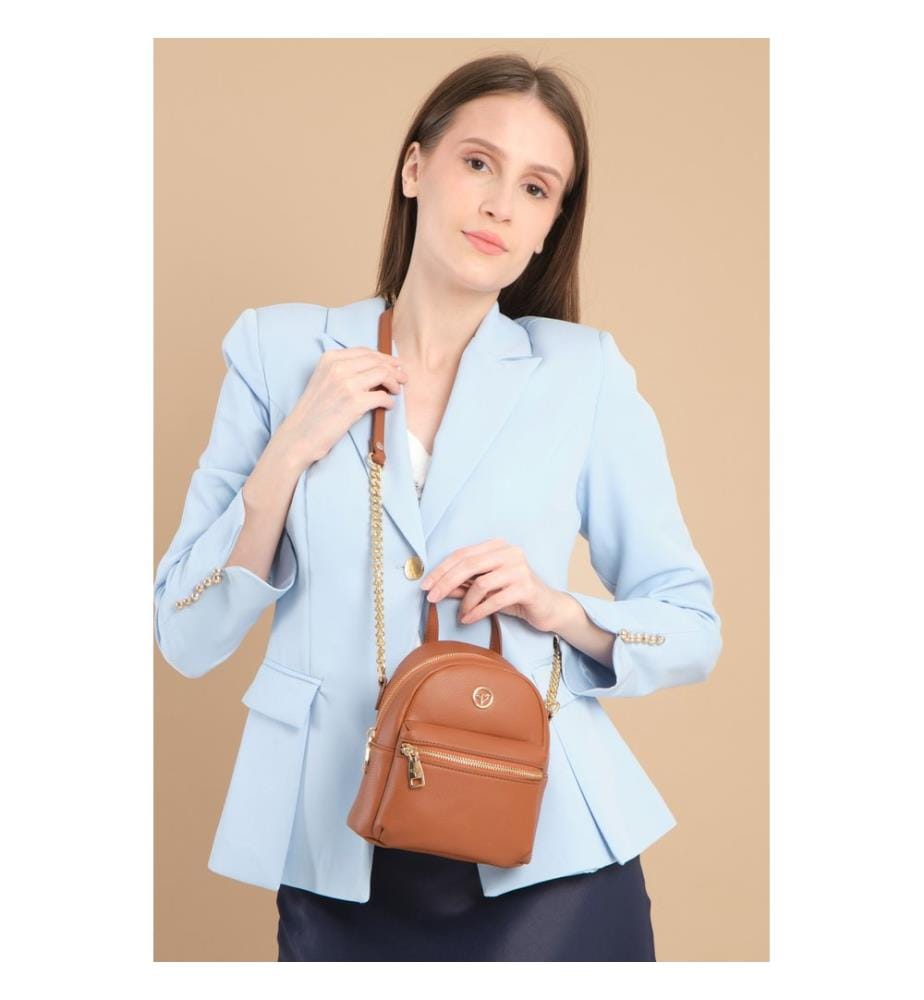 Schultertasche, 100 % PU-Leder, Hellbraun