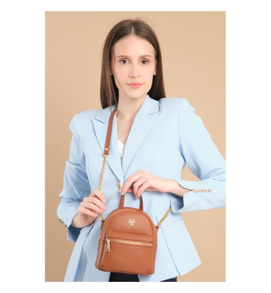 Schultertasche, 100 % PU-Leder, Hellbraun