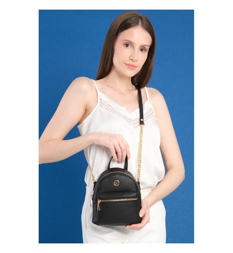 Schultertasche, 100 % PU-Leder, Schwarz