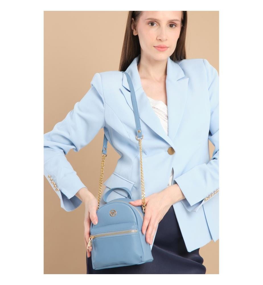 Schultertasche, 100 % PU-Leder, Blau