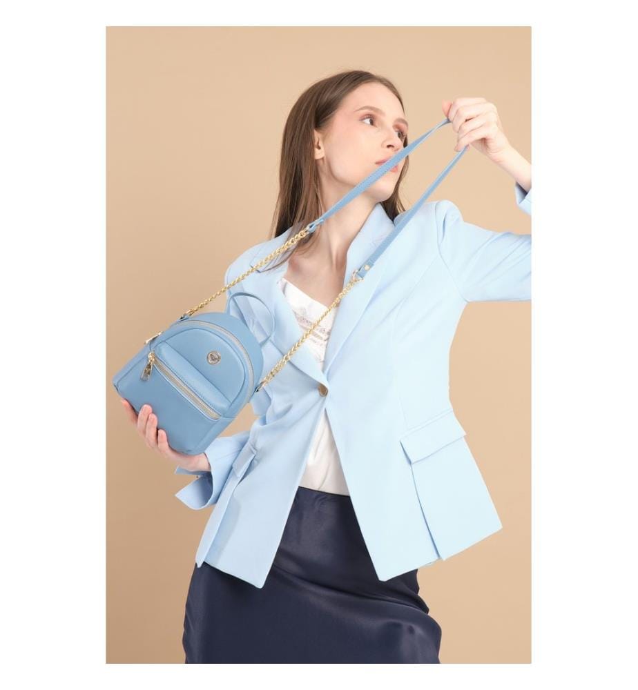 Schultertasche, 100 % PU-Leder, Blau
