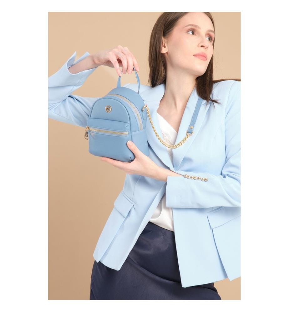 Schultertasche, 100 % PU-Leder, Blau