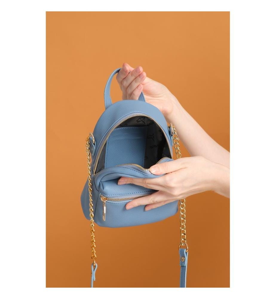 Schultertasche, 100 % PU-Leder, Blau