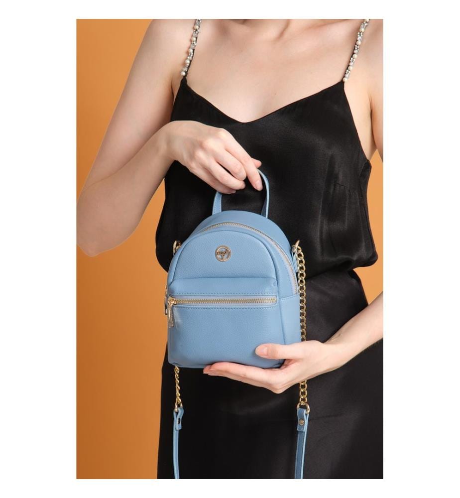 Schultertasche, 100 % PU-Leder, Blau