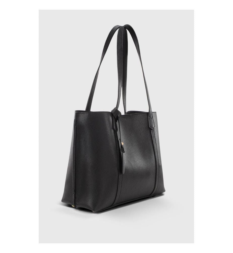 Schultertasche, 100 % PU-Leder, Schwarz