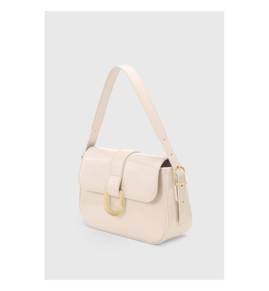 Sac bandoulière, 100 % cuir PU, crème