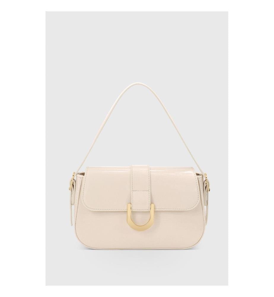 Sac bandoulière, 100 % cuir PU, crème