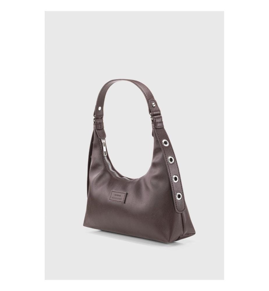 Sac à main, 100 % cuir, marron foncé