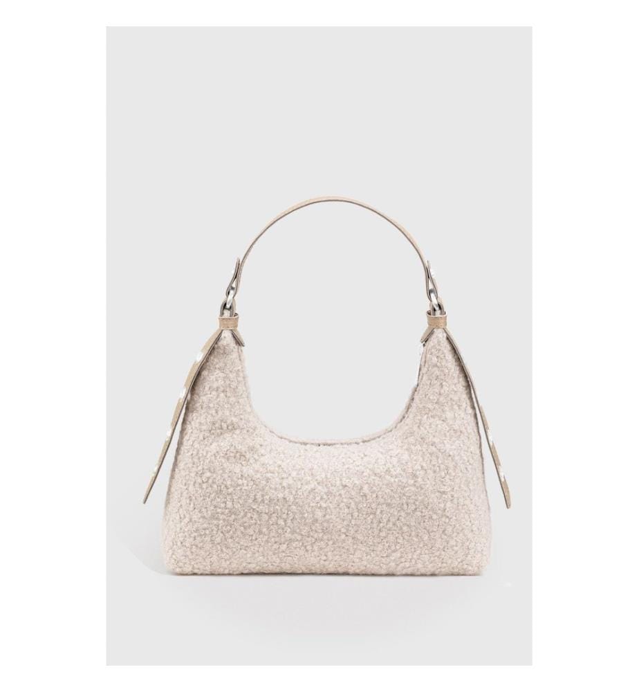 Sac à main, 100 % fausse fourrure, beige