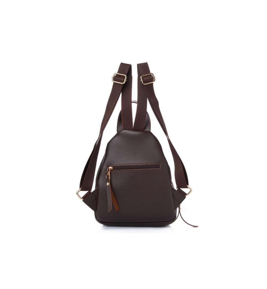Sac à dos, 100 % cuir polyvinyle, marron