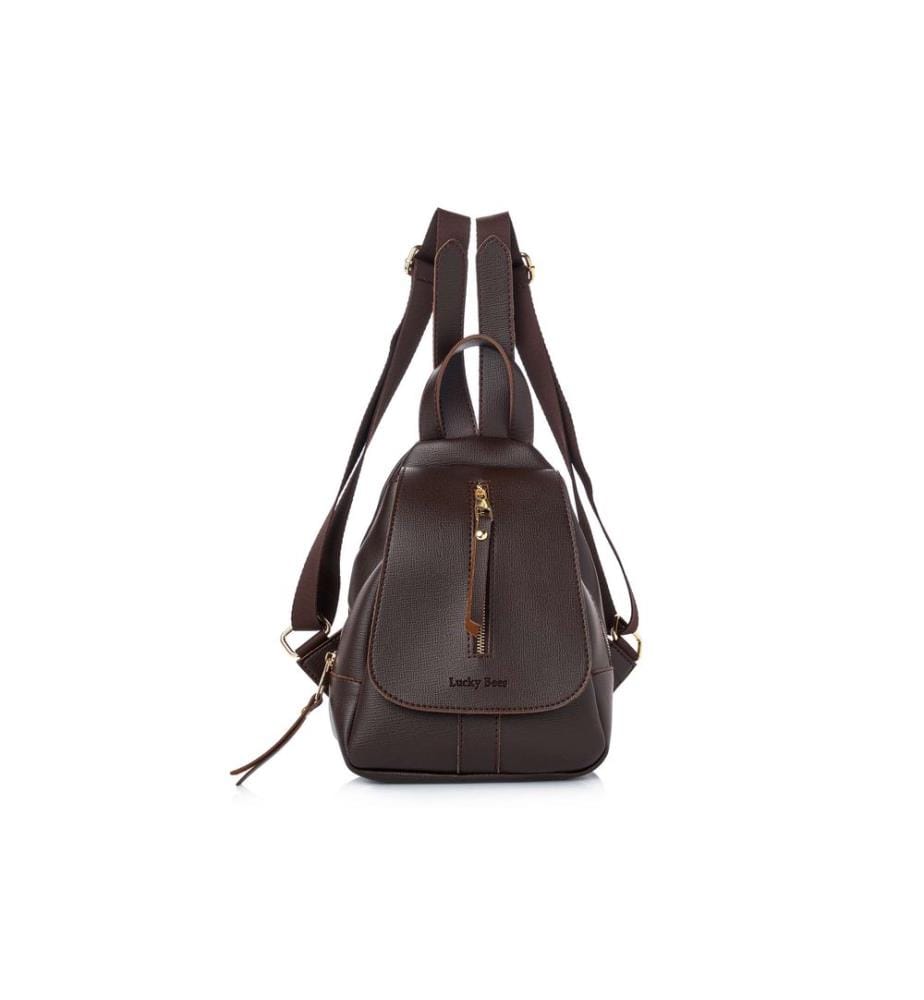 Sac à dos, 100 % cuir polyvinyle, marron