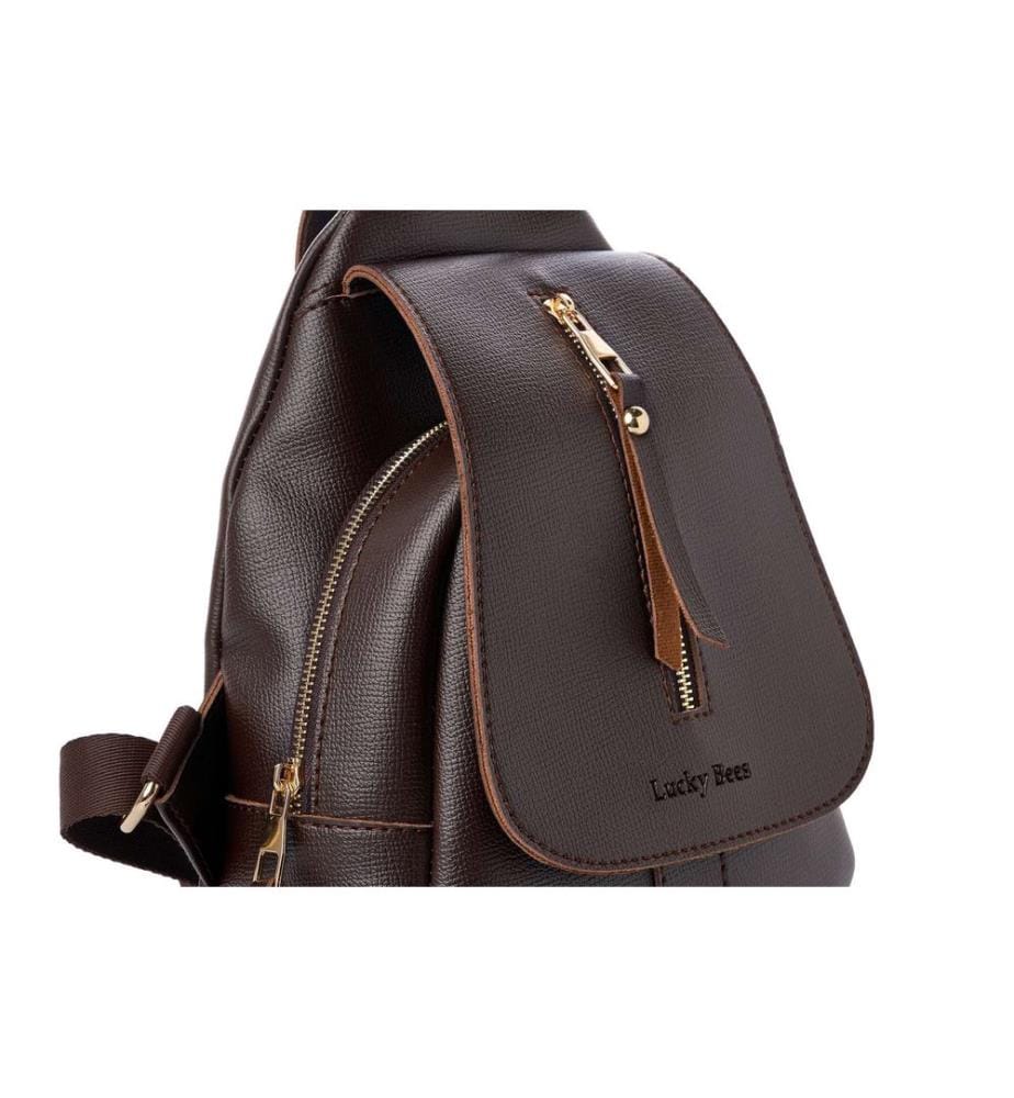 Sac à dos, 100 % cuir polyvinyle, marron