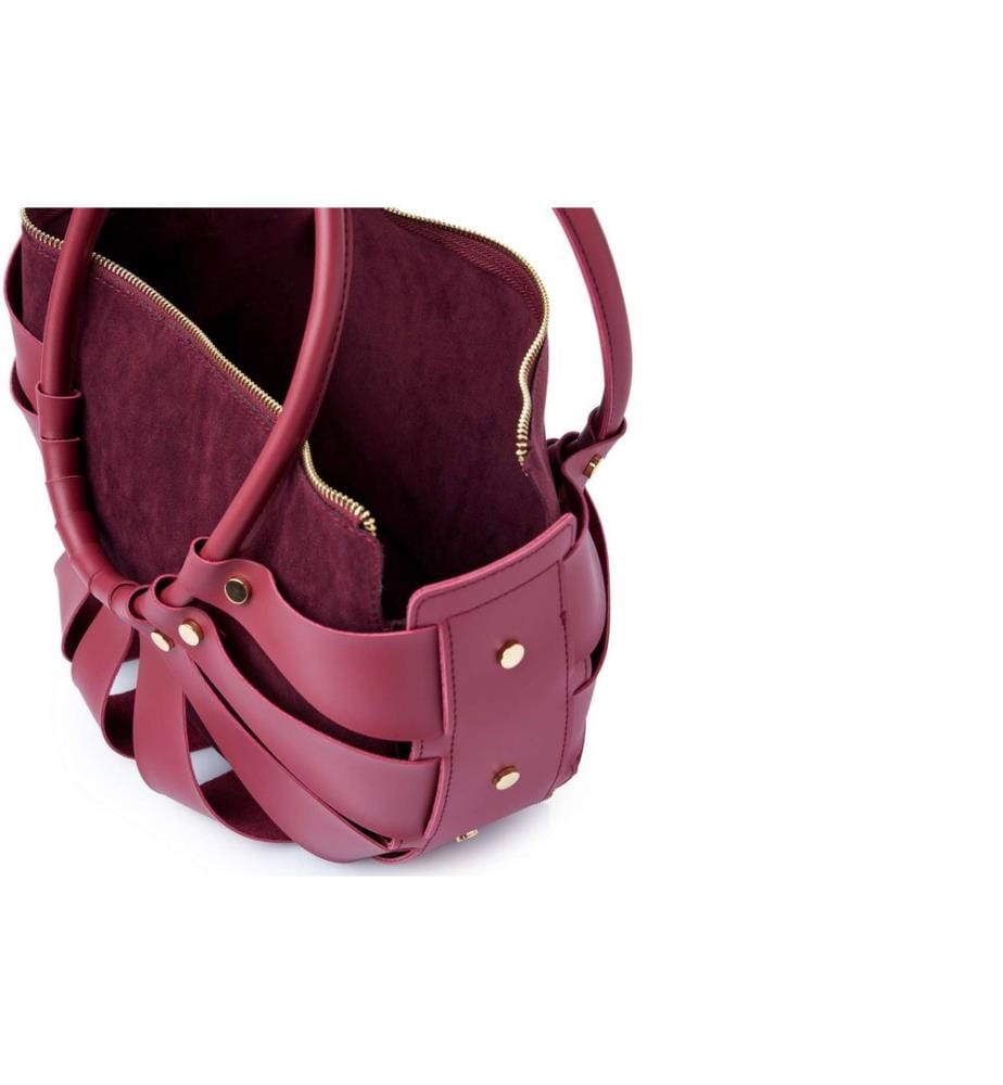Schultertasche, 100 % Polyvinylleder, Bordeauxrot