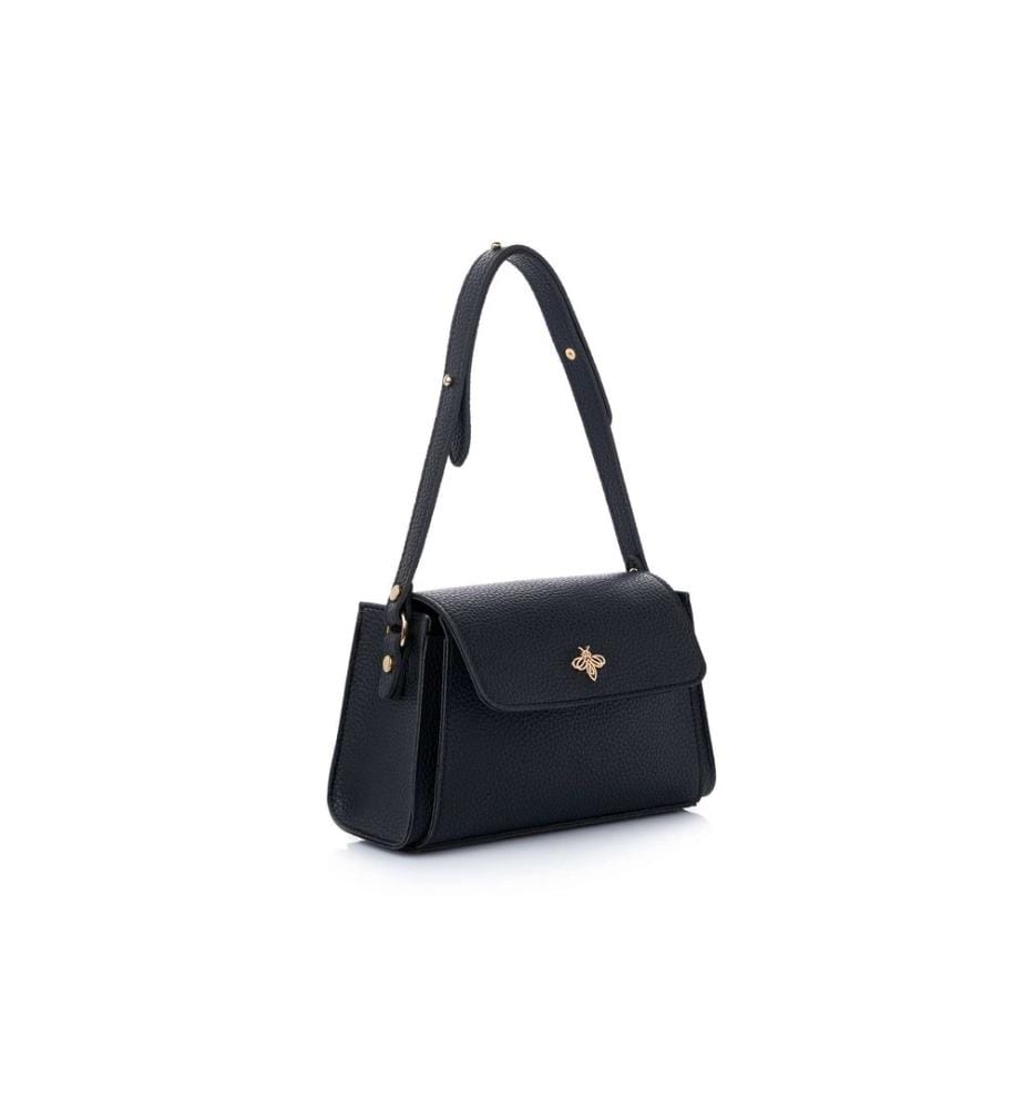Sac bandoulière, 100 % cuir polyvinyle, noir