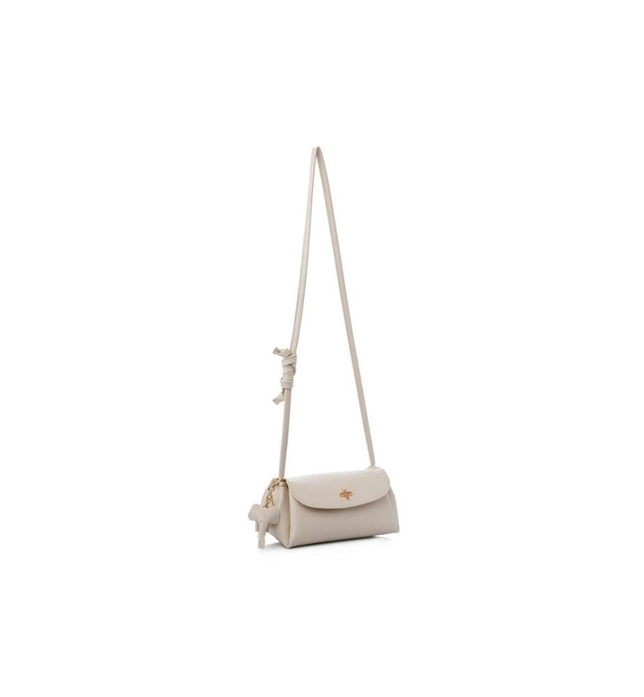 Sac bandoulière, 100 % cuir polyvinyle, crème