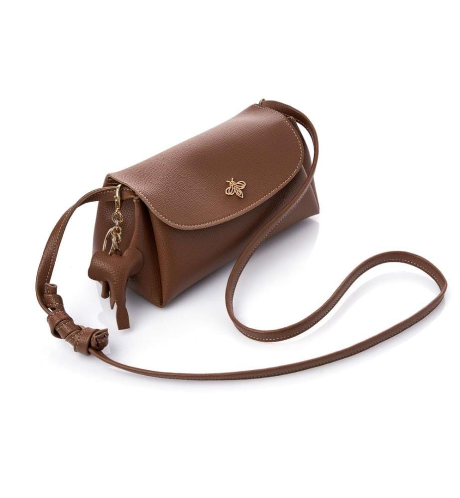 Sac bandoulière, 100 % cuir polyvinyle, beige