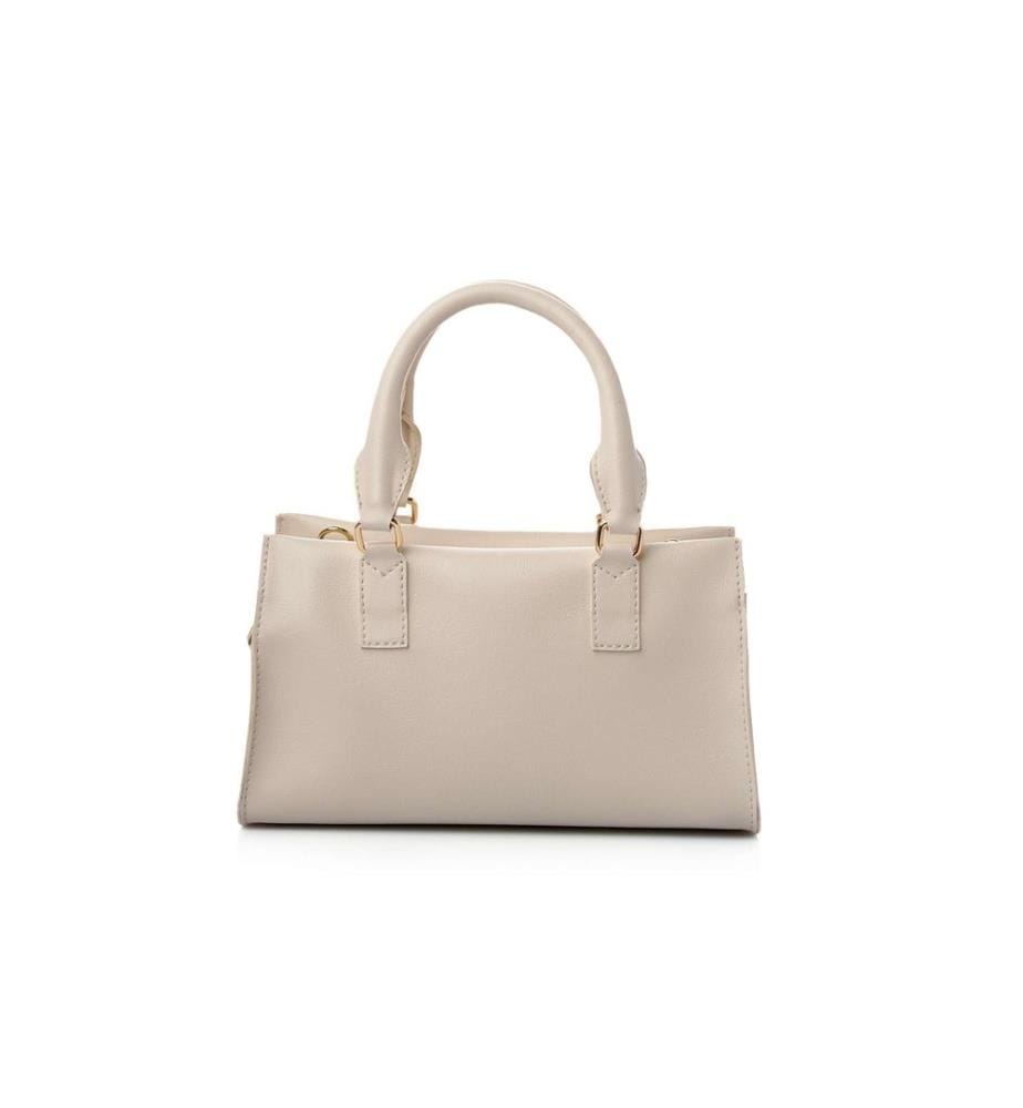 Schultertasche, 100 % Polyvinylleder, Creme