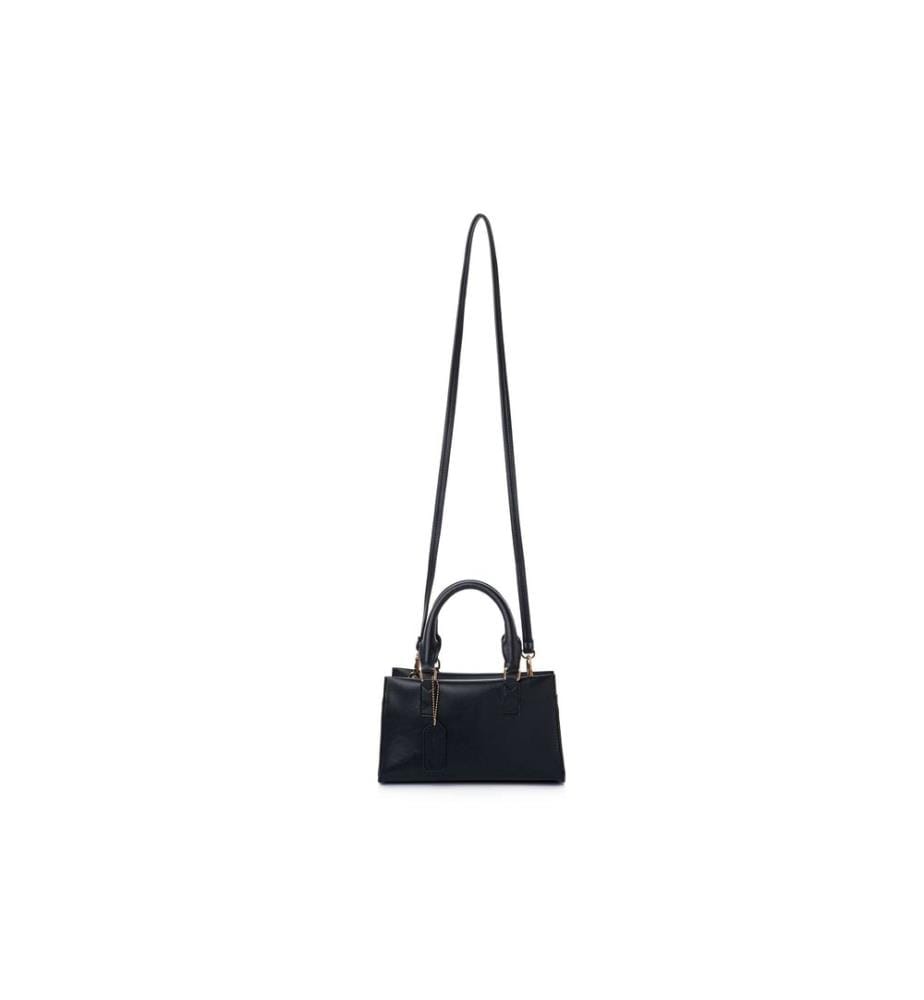 Schultertasche, 100 % Polyvinylleder, Schwarz