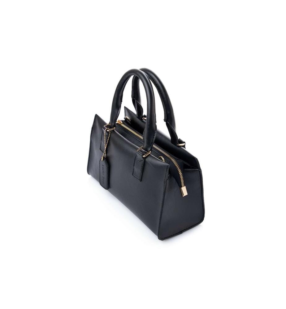Schultertasche, 100 % Polyvinylleder, Schwarz